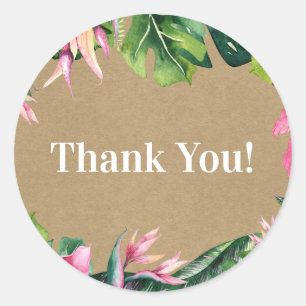 Adesivo Chá de Bebê Tropical Aloha Floral Luau Kraft Noiva