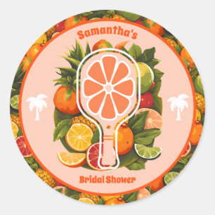 Adesivo Chá de Bebê Tropical Retro de Citrinos