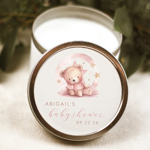 Adesivo Chá de Bebê Ursinho Cute Aquarela Rosa