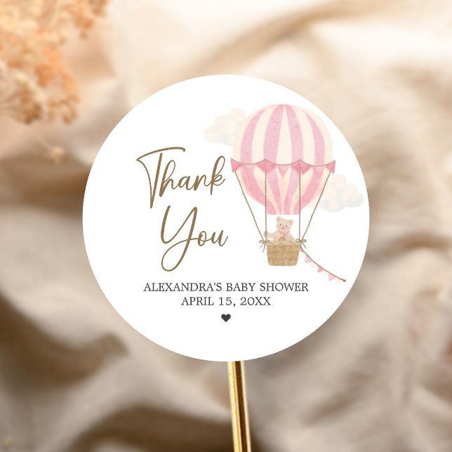 Adesivo Chá de Bebê Urso Boho Rosa (Oh Baby Bear Baby Shower Sticker)