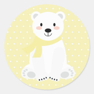 Adesivo Chá de Bebê Urso Polar Fofo Amarelo