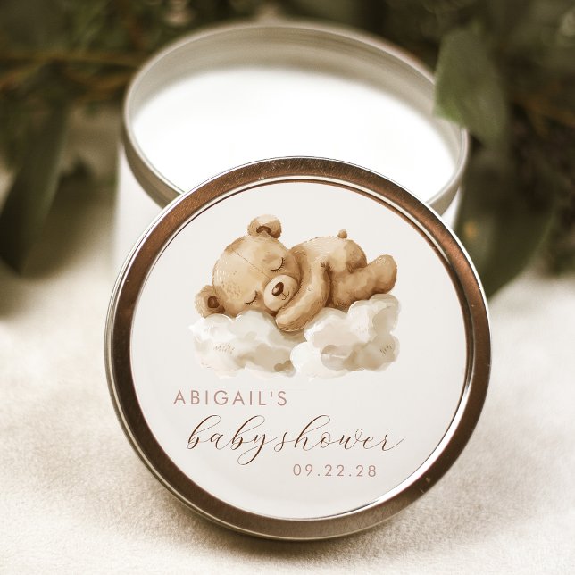 Adesivo Chá de Bebê Urso Teddy Aquarela Fofa (Criador carregado)
