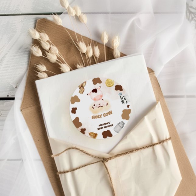 Adesivo Chá de Bebê Vaca Boho (Criador carregado)