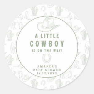 Adesivo Chá de Bebê Western Toile de Jouy Verde Cowboy