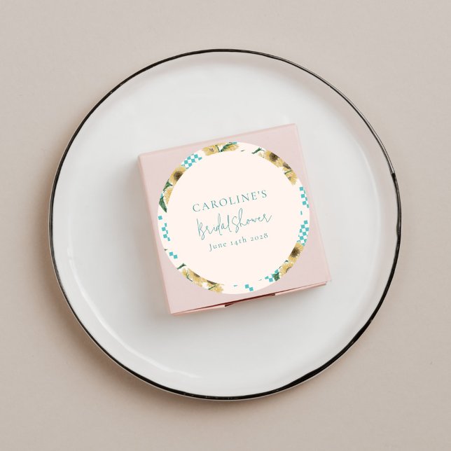 Adesivo Chá de Bebê Xadrez Girassol Turquesa (Criador carregado)