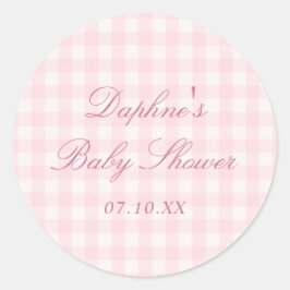 Adesivo Chá de Bebê Xadrez Rosa Elegante