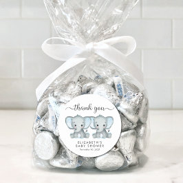 Adesivo Chá De Bebês Gêmeos Elefantes Bonitos Obrigado