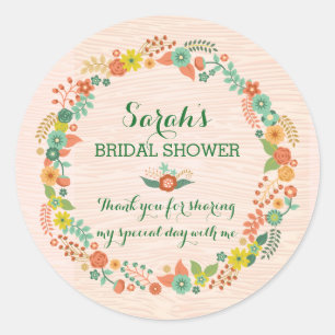 Adesivo Chá de casamento nupcial da grinalda floral