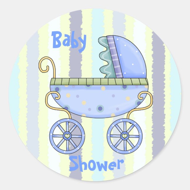 Adesivo Chá de Envelope Baby Boy Blue Stroller (Frente)
