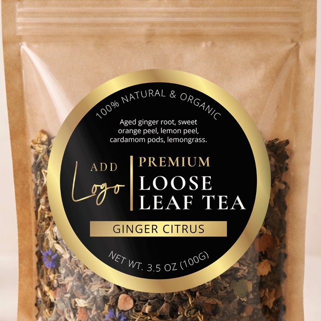 Adesivo Chá de Ervas Preto & Dourado Café Embalagem Caseir (Criador carregado)