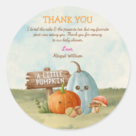 Adesivo Chá de fraldas Adorável de Abóbora Obrigado Cartõe