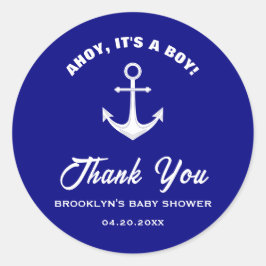 Adesivo Chá de fraldas Ahoy É Um Marinho De Âncora Branco 