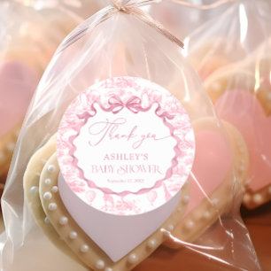 Adesivo Chá de fraldas Animal Safari Rosa Obrigado