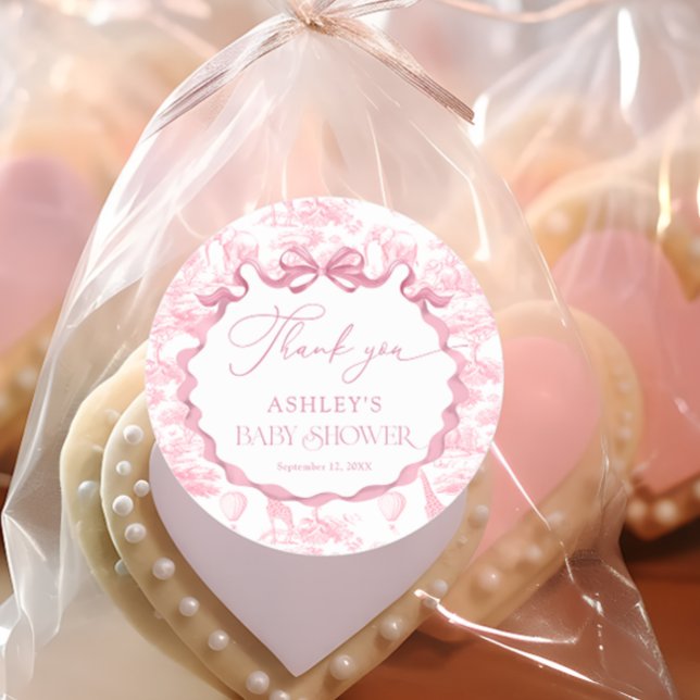 Adesivo Chá de fraldas Animal Safari Rosa Obrigado (Criador carregado)