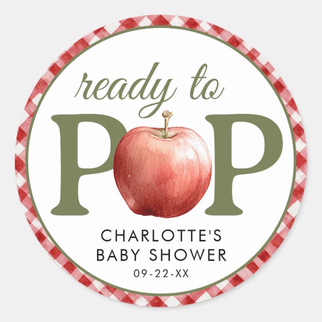 Adesivo Chá de fraldas Apple pronto para Pop (Frente)