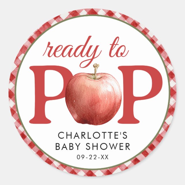 Adesivo Chá de fraldas Apple pronto para Pop Red Sticker (Frente)