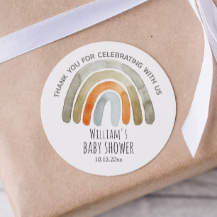 Adesivo Chá de fraldas Arco-Íris Boho Watercolor Obrigado