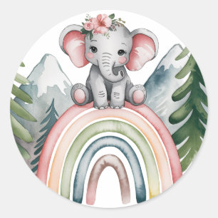 Adesivo Chá de fraldas arco-íris de elefante Whimsic