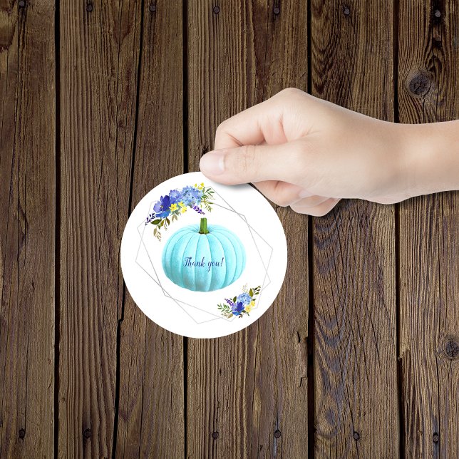 Adesivo Chá de fraldas Azul de Abóbora Aqua Obrigado (Criador carregado)