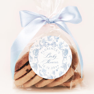 Adesivo Chá de fraldas Azul Elegante Toile de Jouy Safari