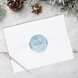 Adesivo Chá de fraldas azul escura do urso de inverno