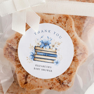 Adesivo Chá de fraldas Azul Storybook Obrigado