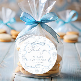 Adesivo Chá de fraldas Azul Toile de Jouy Nursery Obrigado