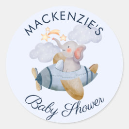 Adesivo Chá de fraldas Blue Boy's Elephant Plane Classic R