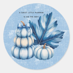 Adesivo Chá de fraldas Blue Pumpkin and Leaf Boy