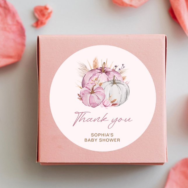 Adesivo Chá de fraldas Boho Floral Little Pink Pumpkins (Criador carregado)