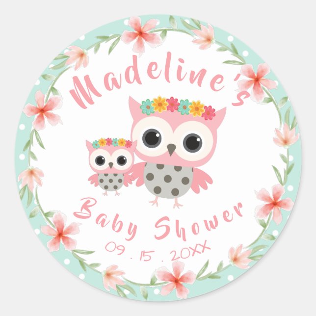Adesivo Chá de fraldas Boho Owl (Frente)