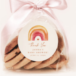 Adesivo Chá de fraldas Boho Rainbow Terracotta Obrigado