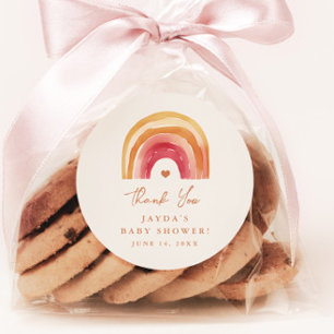 Adesivo Chá de fraldas Boho Rainbow Terracotta Obrigado
