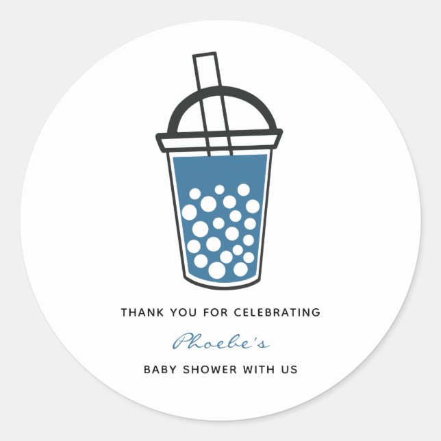 Adesivo Chá de fraldas Bonito de Boba Tea Obrigado Persona (Frente)