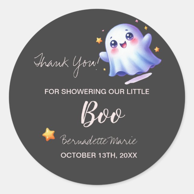 Adesivo Chá de fraldas Bonito de Halloween (Frente)