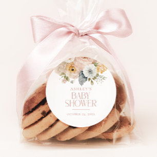 Adesivo Chá de fraldas Botânico Floral Elegante Rosa Vinta