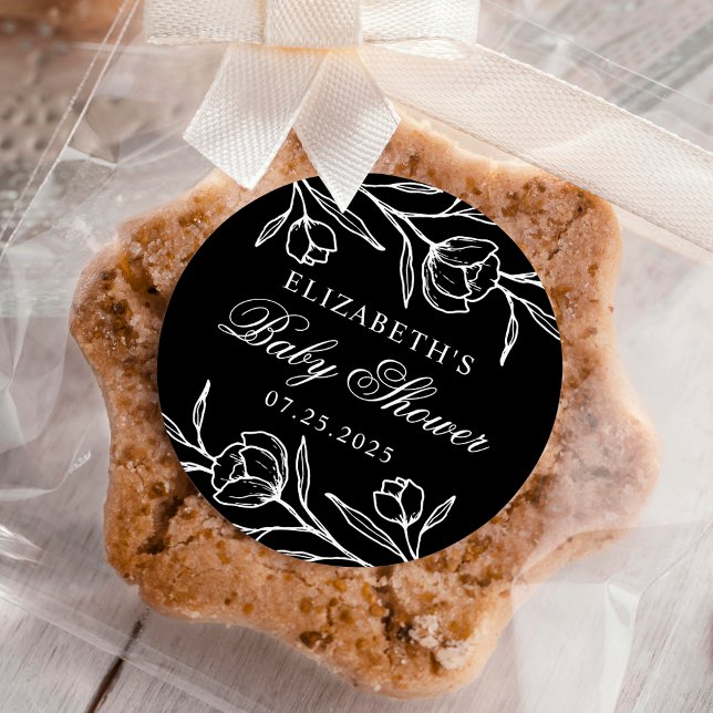 Adesivo Chá de fraldas branco e preto esboçado (Criador carregado)