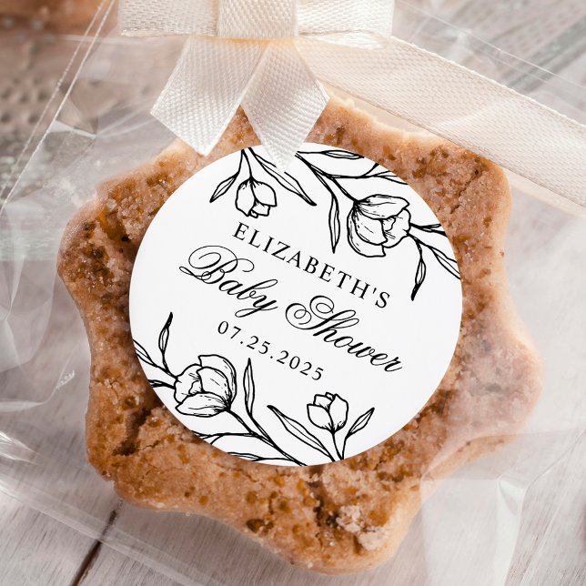 Adesivo Chá de fraldas branco e preto esboçado (Criador carregado)