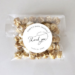 Adesivo Chá de fraldas Branco preto moderno DARCY Obrigado