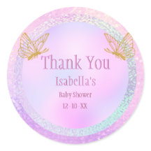 Chá de fraldas branco rosa e Dourado Obrigado Clas