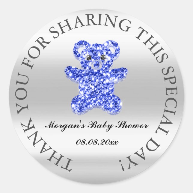 Adesivo Chá de fraldas Brilhante Favorito Obrigado Urso Re (Frente)