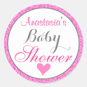 Adesivo Chá de fraldas Brilhante Rosa Quente da Princesa