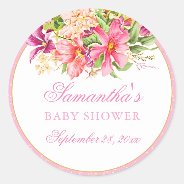 Adesivo Chá de fraldas Chic Flowers Buquê Elegante Rosa (Frente)