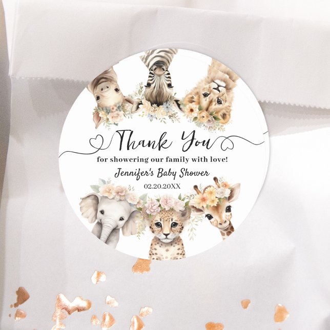 Adesivo Chá de fraldas Clássico de Animais Safari (Criador carregado)