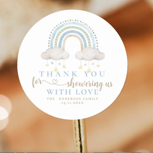 Adesivo Chá de fraldas Cute Boho Whimsical Rainbow (boho baby shower stickers)