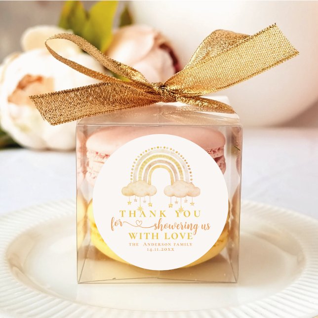 Adesivo Chá de fraldas Cute Boho Whimsical Rainbow Girl (Girl boho baby shower stickers)