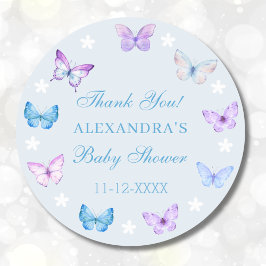 Adesivo Chá de fraldas Da Borboleta Azul Dusty - Obrigado