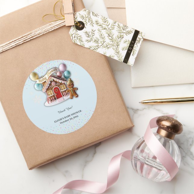 Adesivo Chá de fraldas da Casa do Pão-de-Gingerpão Dourado (Presentear)