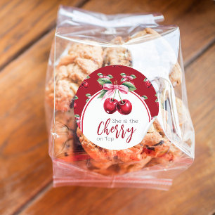 Adesivo Chá de fraldas da Cherry Red Coquette Arco Girl