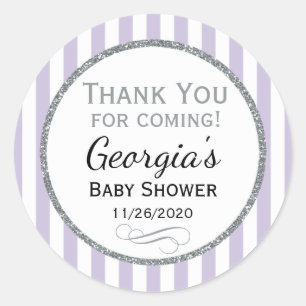 Adesivo Chá de fraldas Da Cinza Lilac Obrigado A Favorece